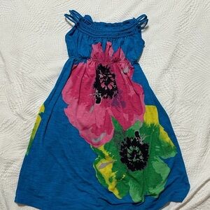 MXM Blue Tank Dress with Pink & Green Floral Print